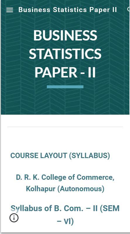 B. Com. II Sem. IV Business Statistics Paper 